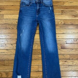Stylish Distressed Blue Women's Straight Leg Jeans